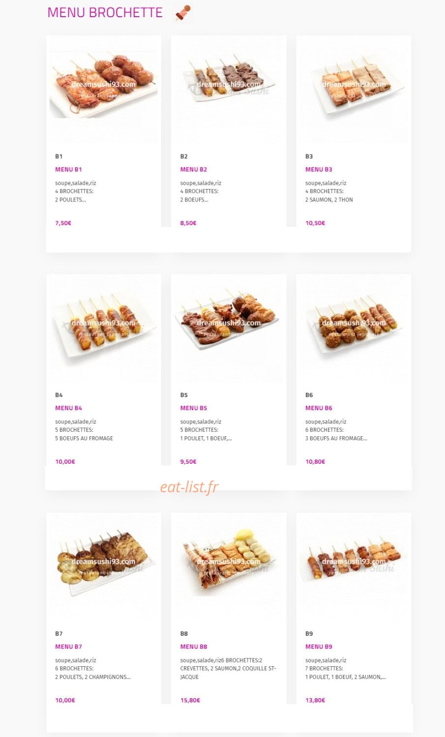 Dream sushi — carte page 6