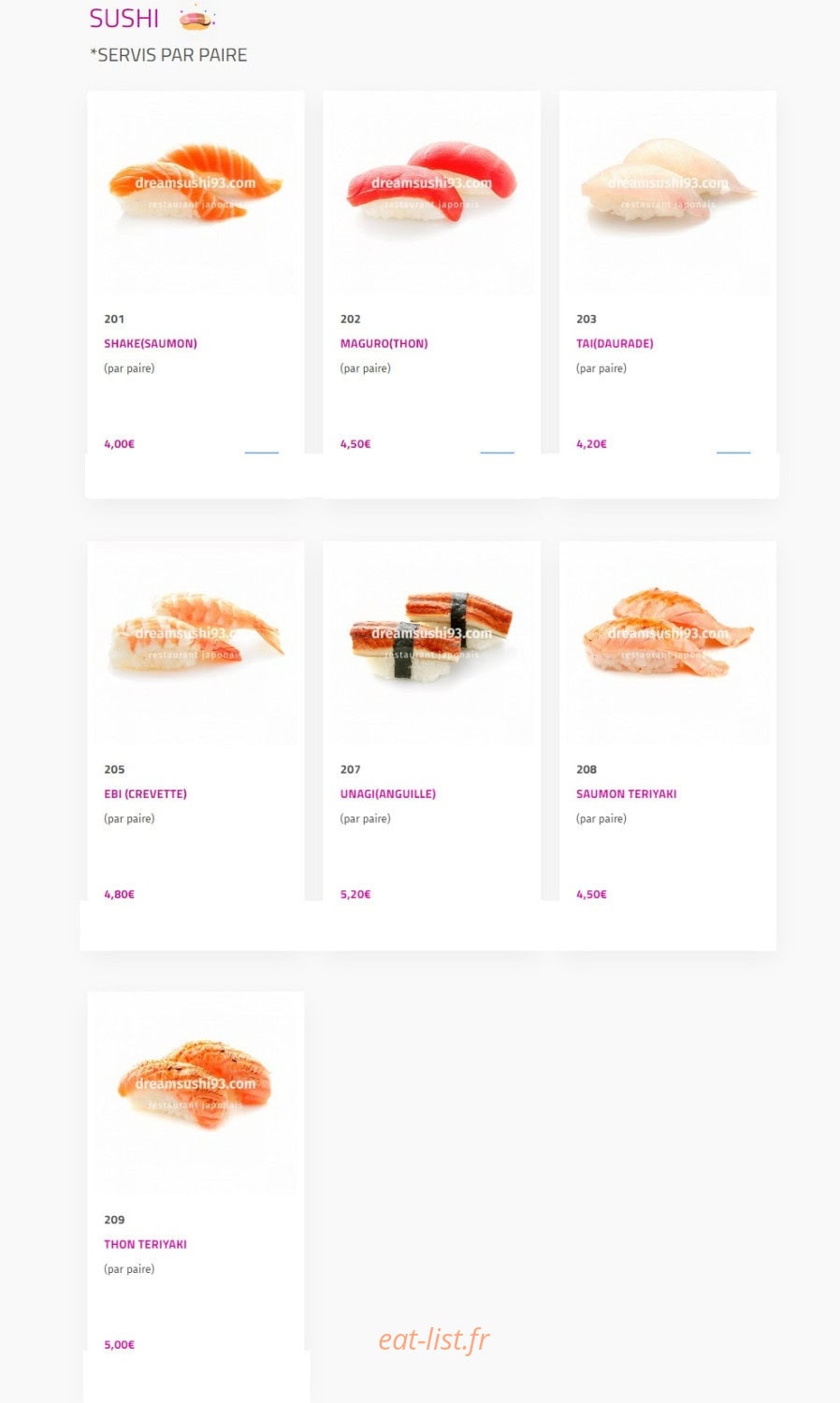 Dream sushi — carte page 12