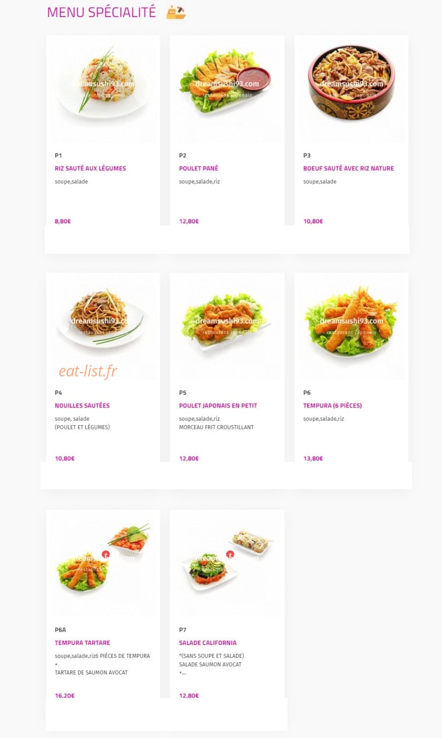 Dream sushi — carte page 8