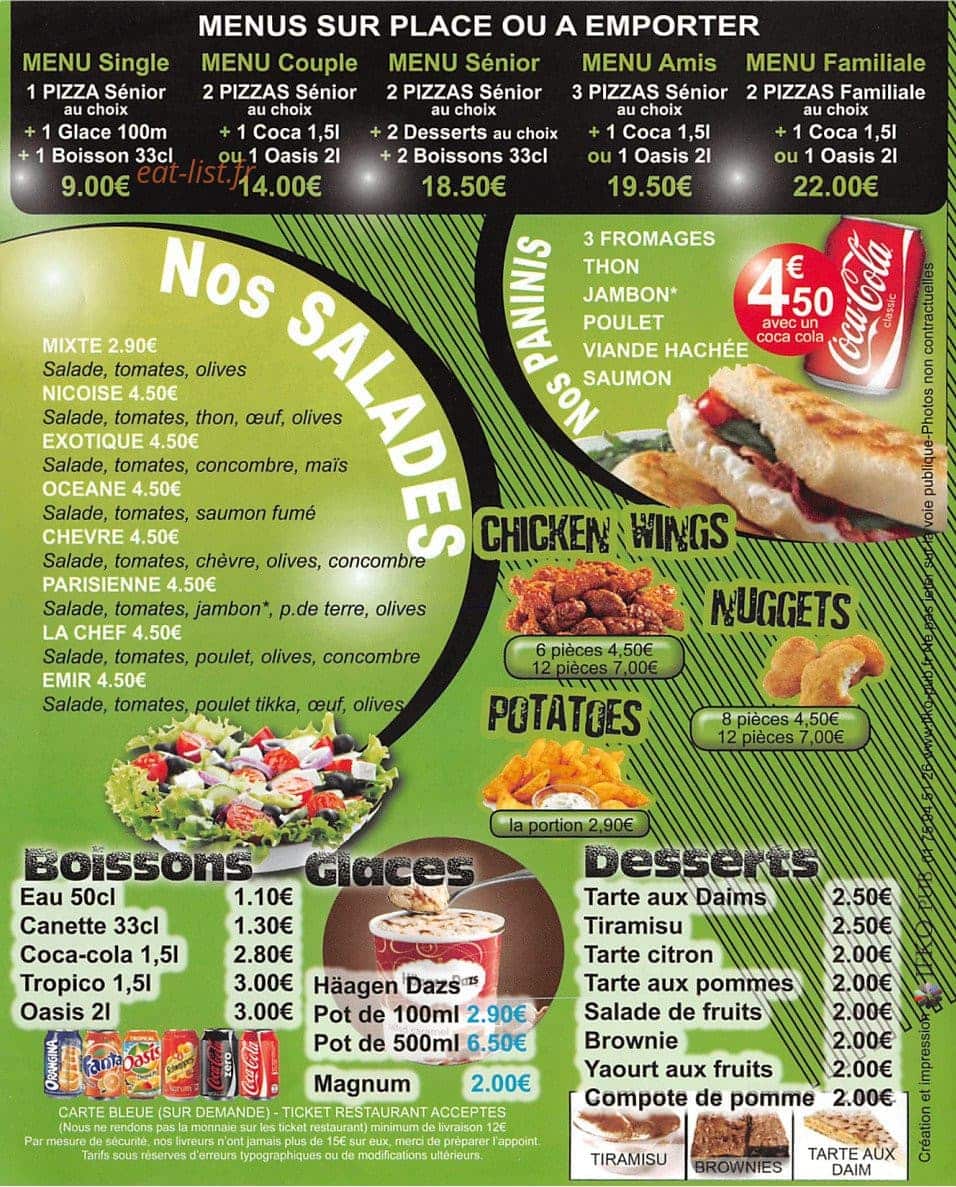 Emir Pizza — carte page 4