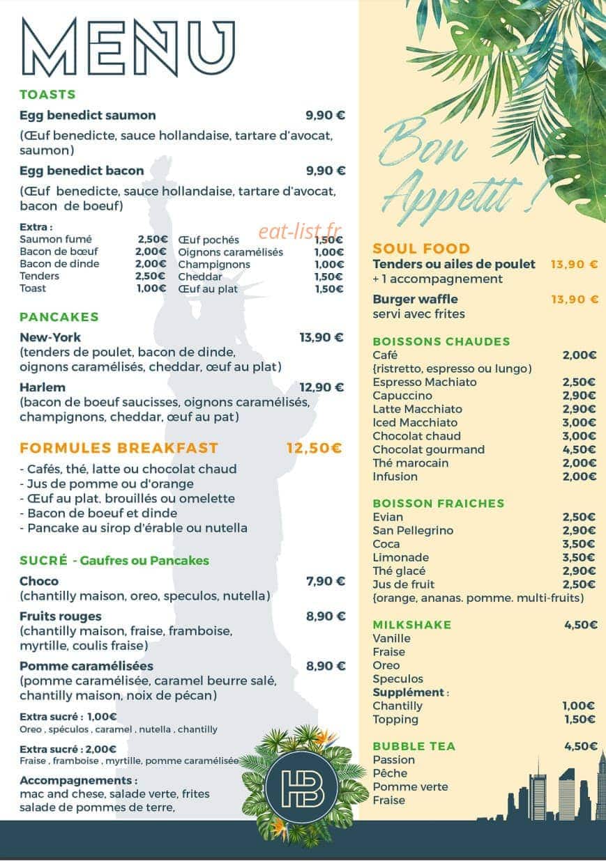 Harlem Brunch — carte page 1