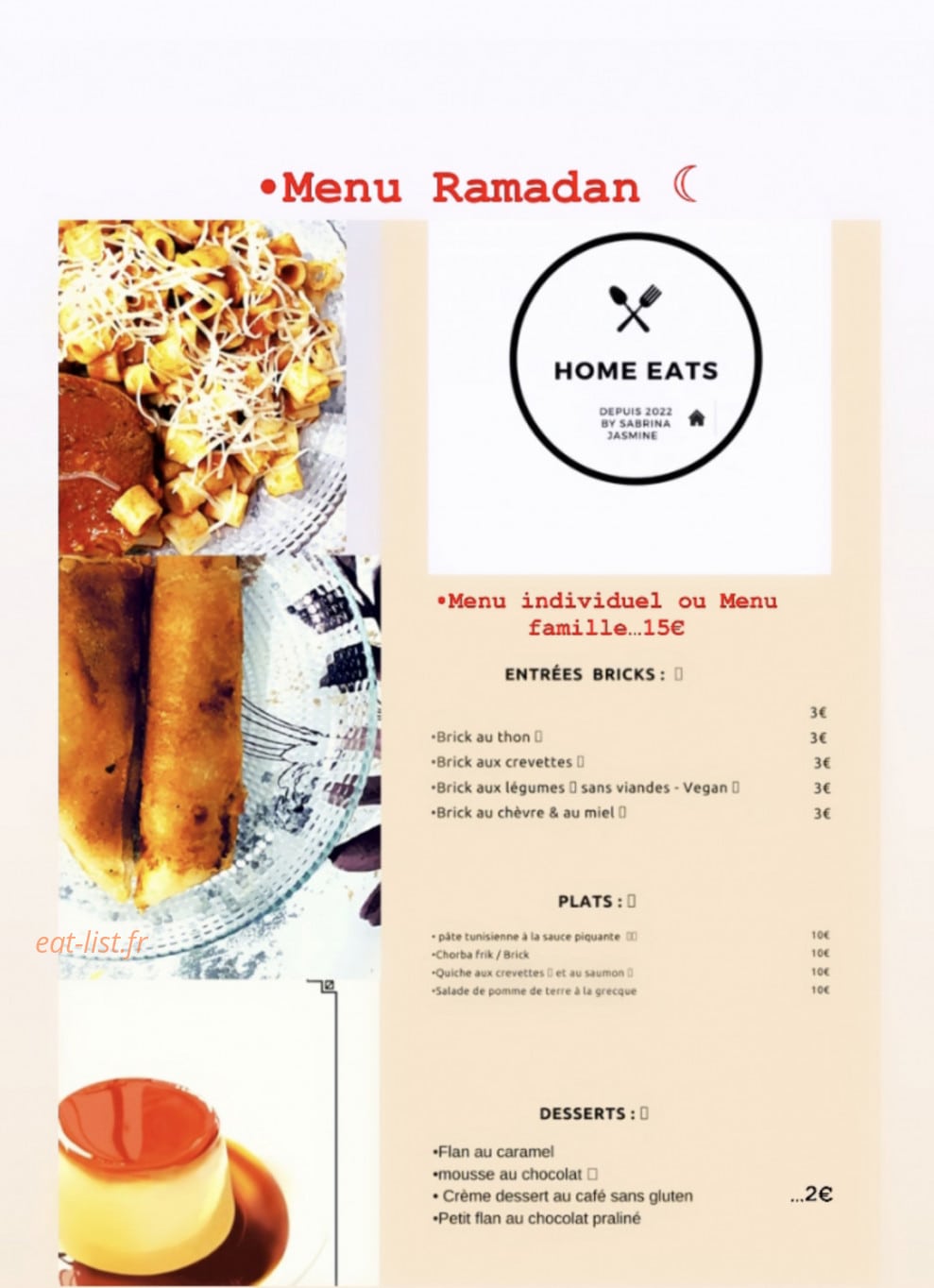 Home eats — carte page 2