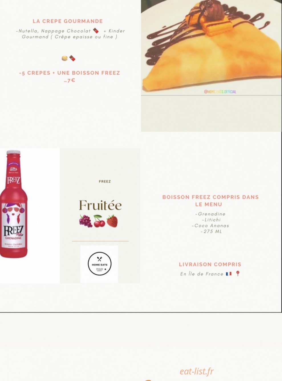 Home eats — carte page 1