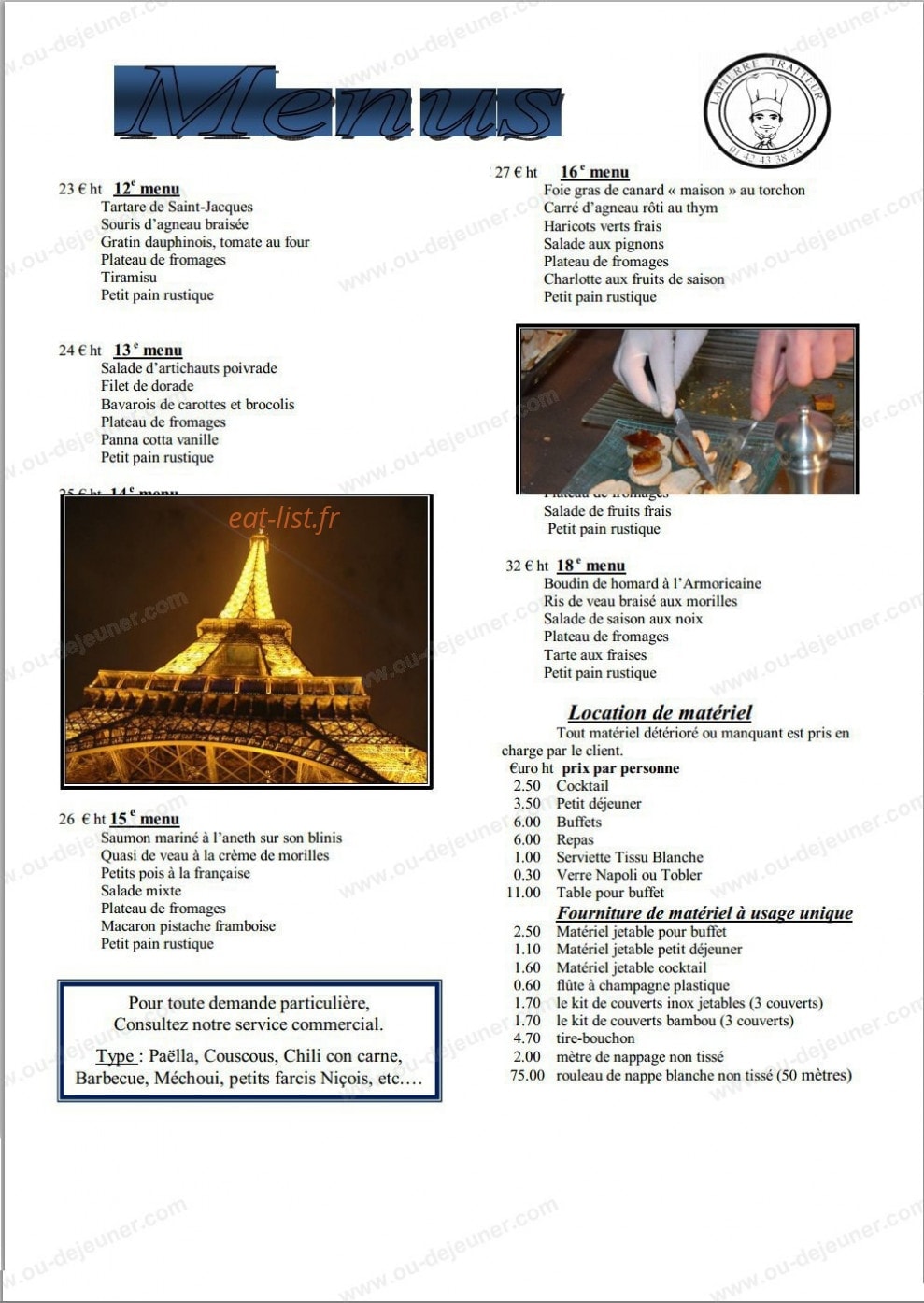 Lapierre Traiteur — carte page 15
