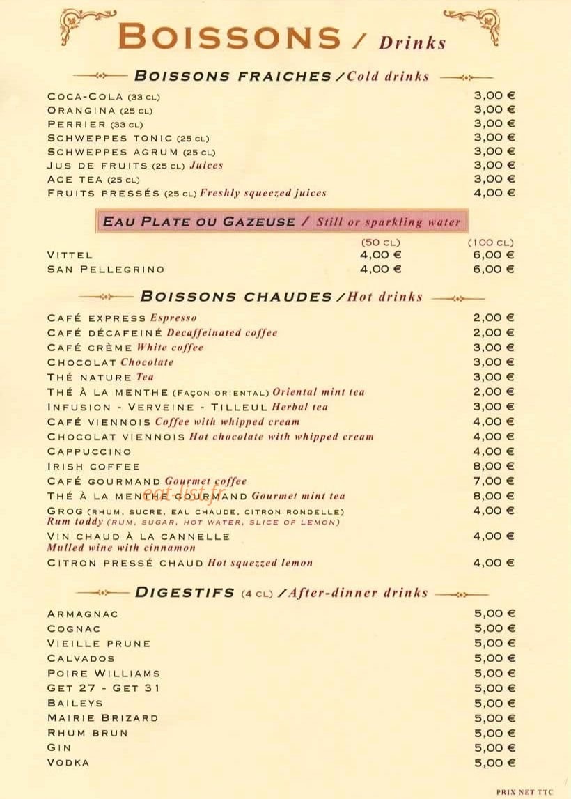 Le Basilic — carte page 1