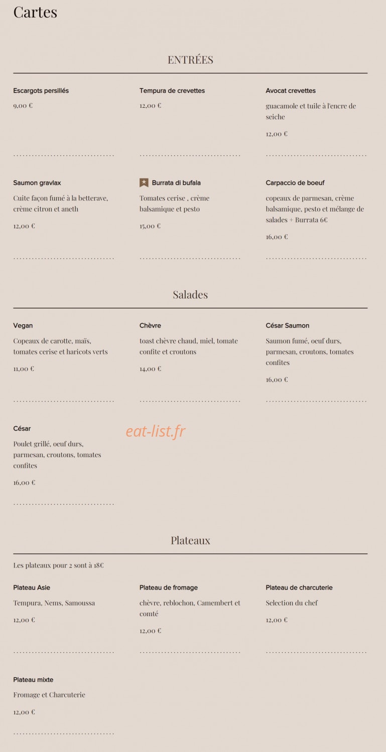 Le Billionaire — carte page 1