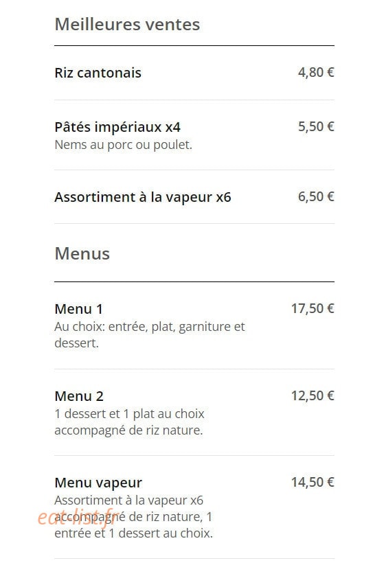 Le Panda Express — carte page 1