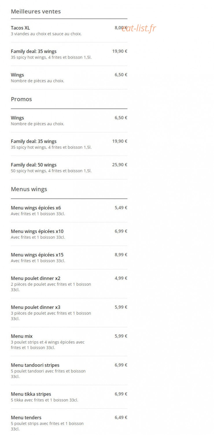 Maxin Chicken — carte page 1
