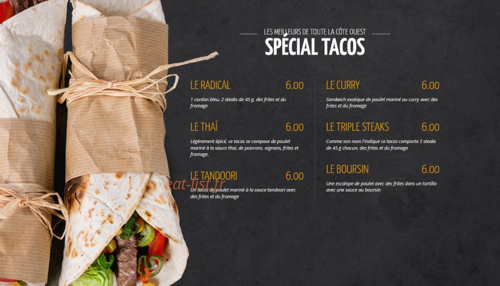 Night Burger — carte page 3
