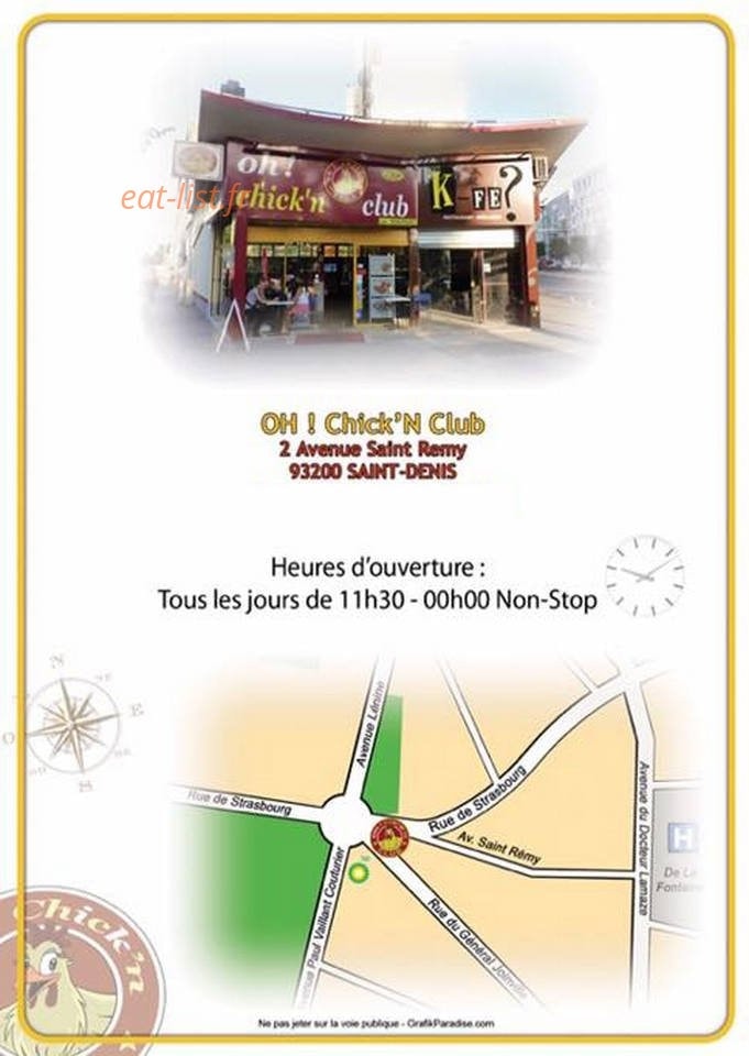 Oh Chick'n Club — carte page 1