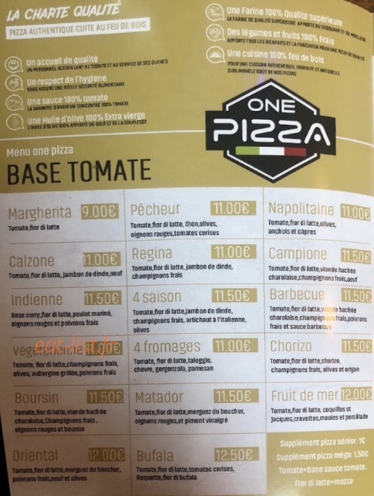 One Pizza — carte page 2