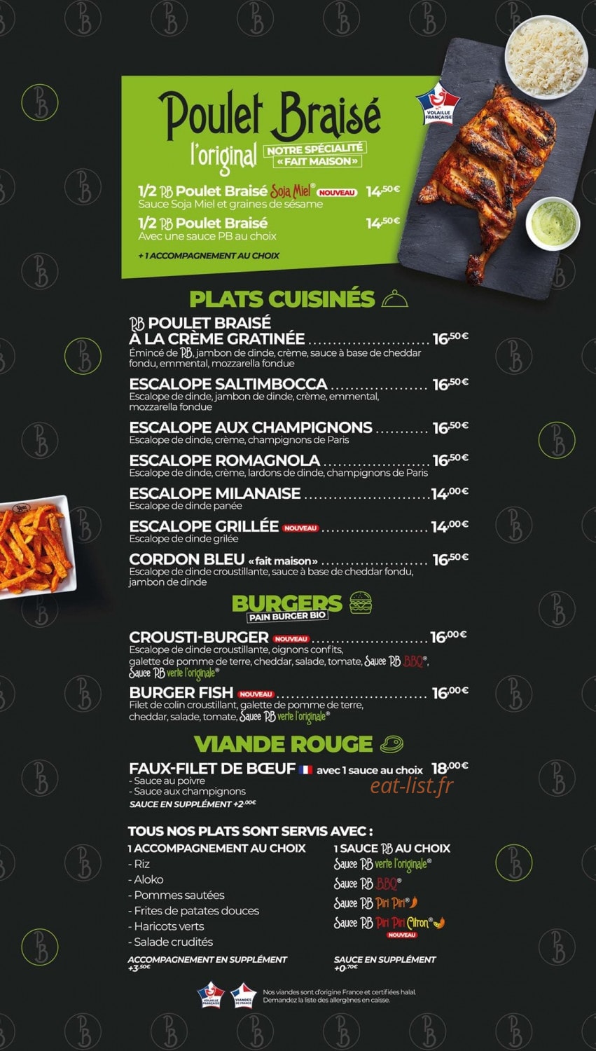 PB Poulet Braisé — carte page 3