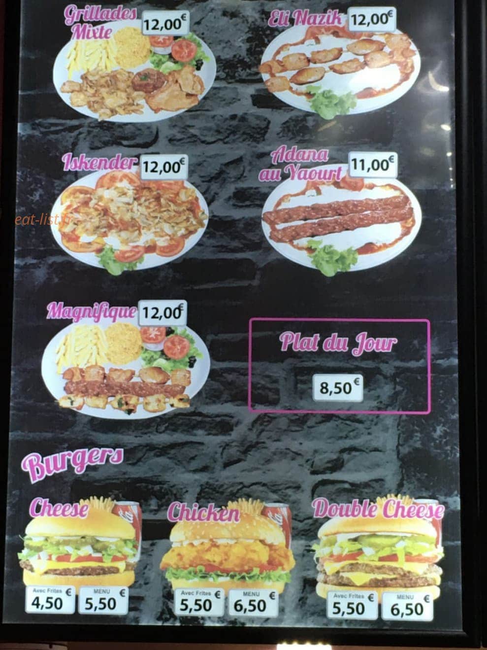 Restaurant Magnifique — carte page 1