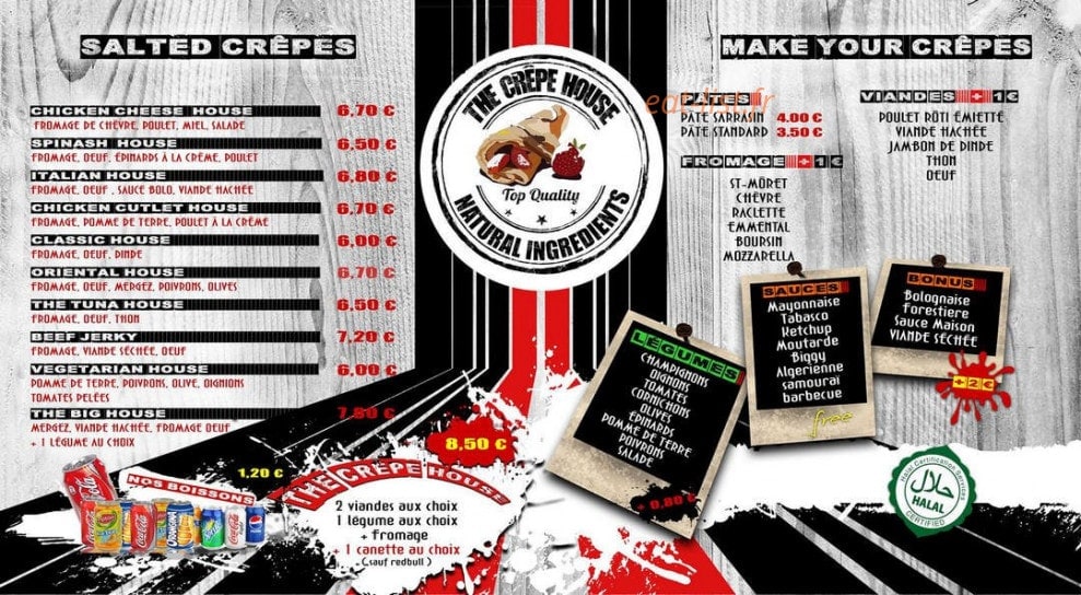 The crêpe house — carte page 1