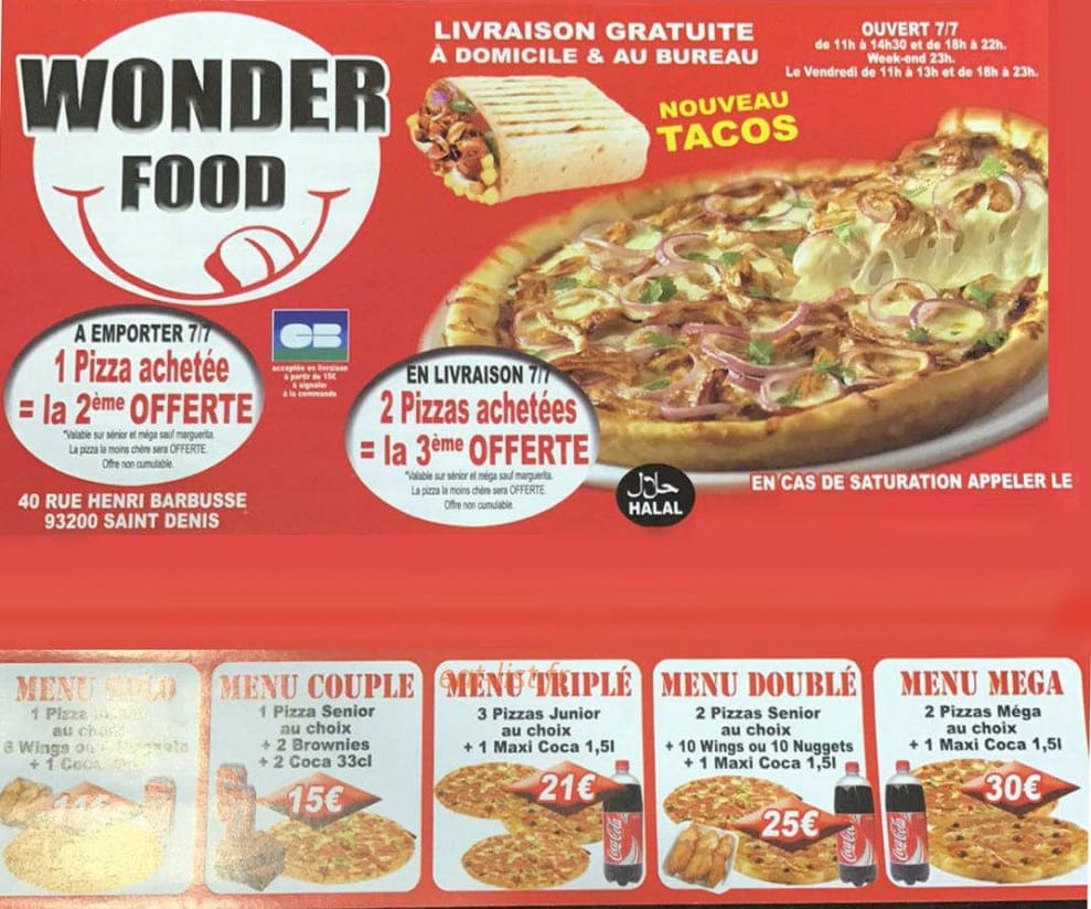 wonderfood menu