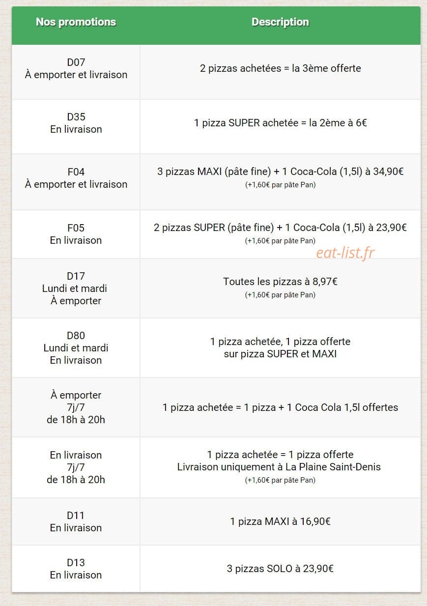 Allo-pizza — carte page 1