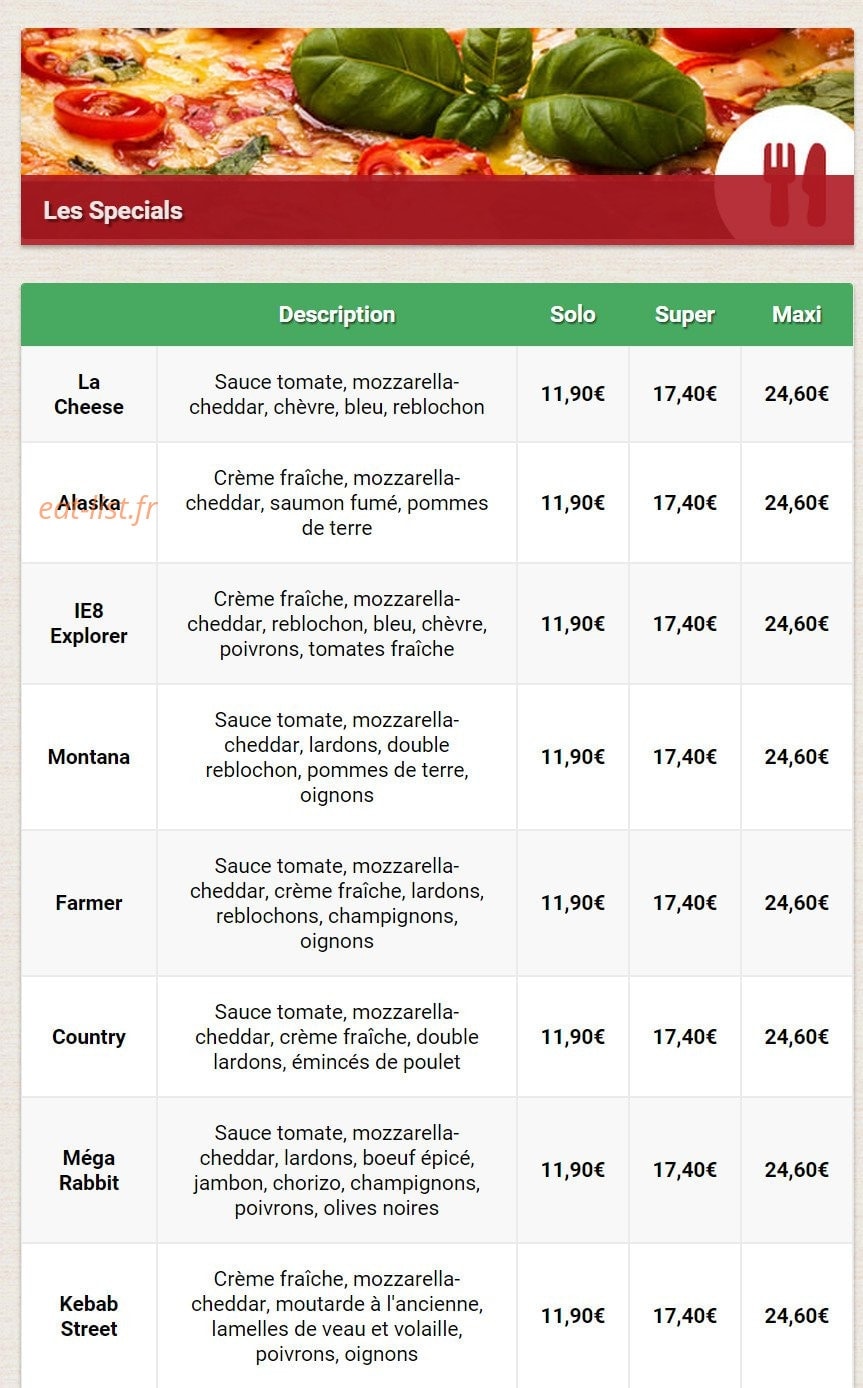 Allo-pizza — carte page 7