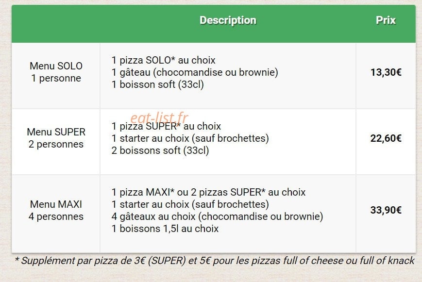 Allo-pizza — carte page 2