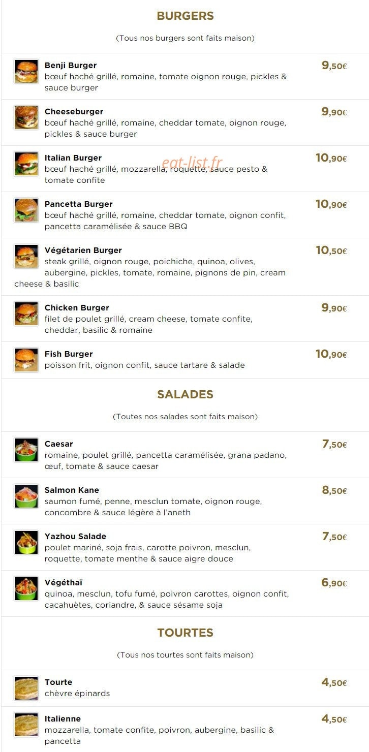Benji Burger — carte page 2