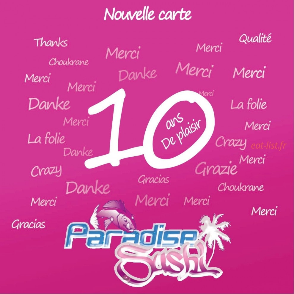 Paradise Sushi — carte page 1