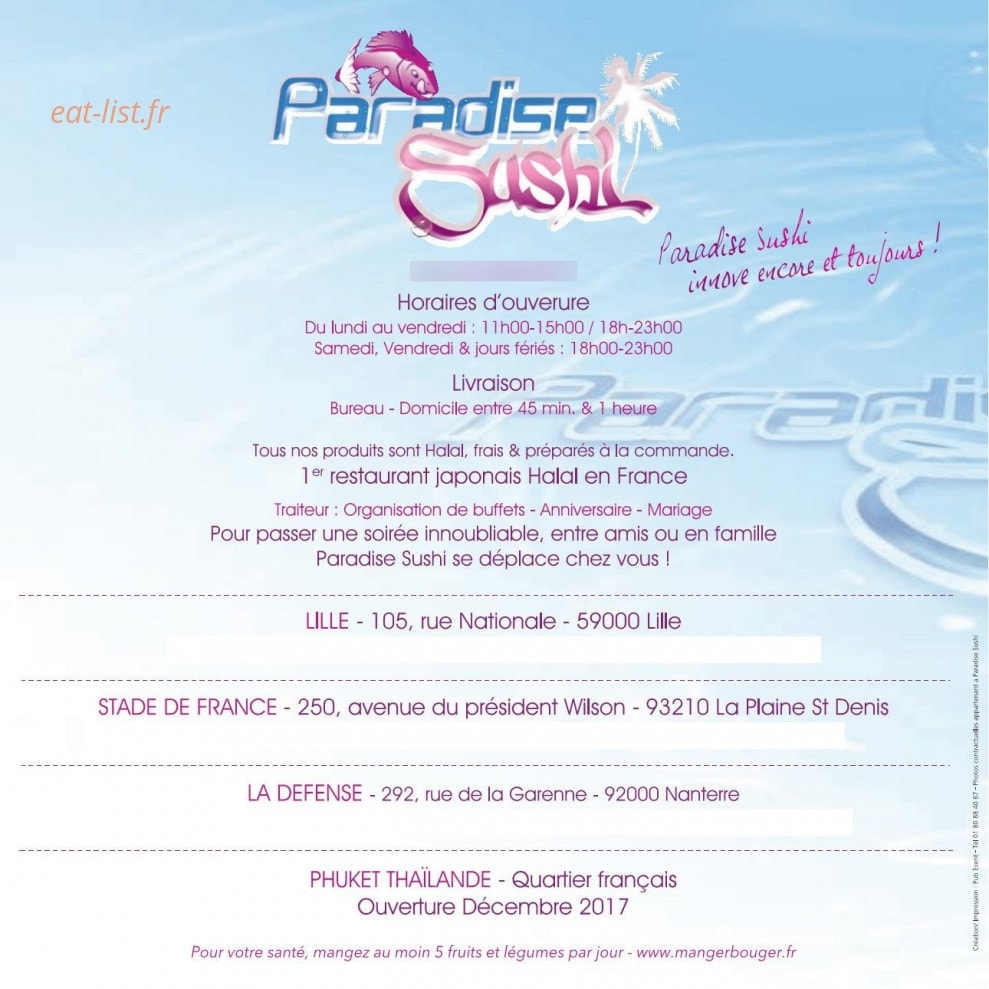 Paradise Sushi — carte page 16
