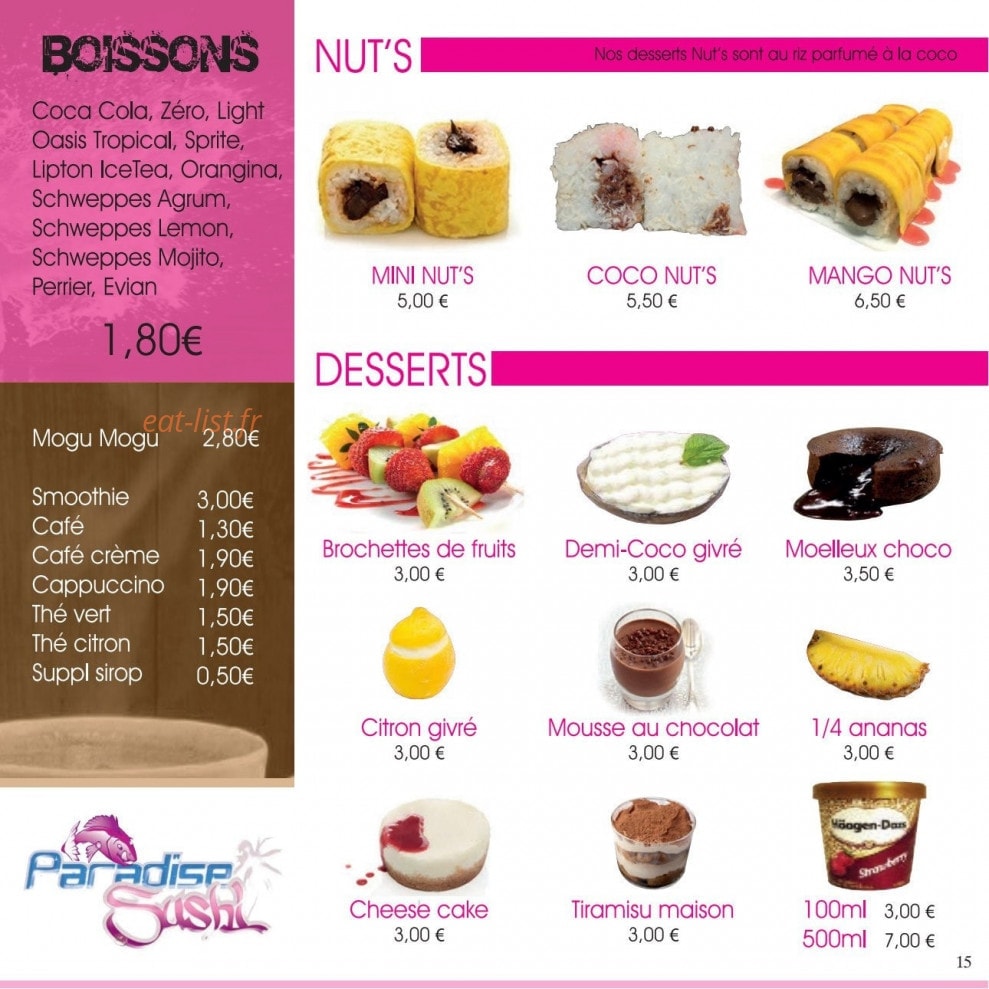 Paradise Sushi — carte page 15