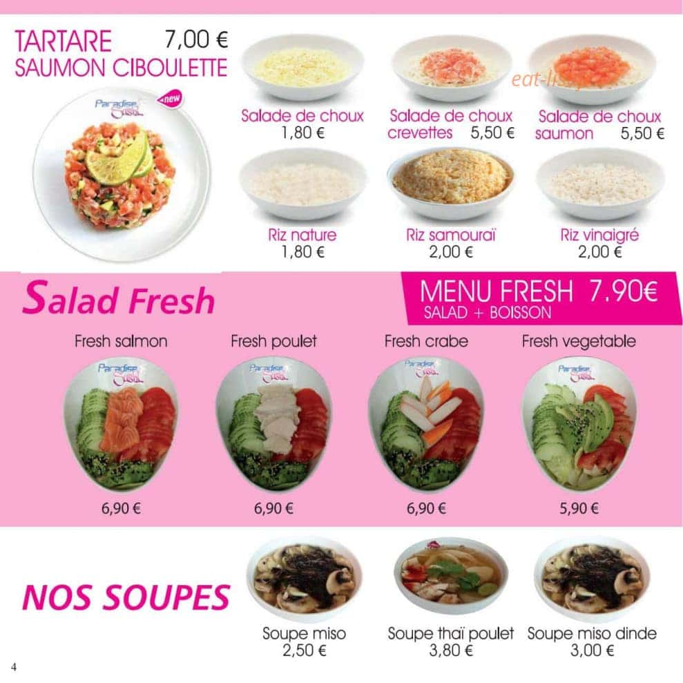 Paradise Sushi — carte page 4