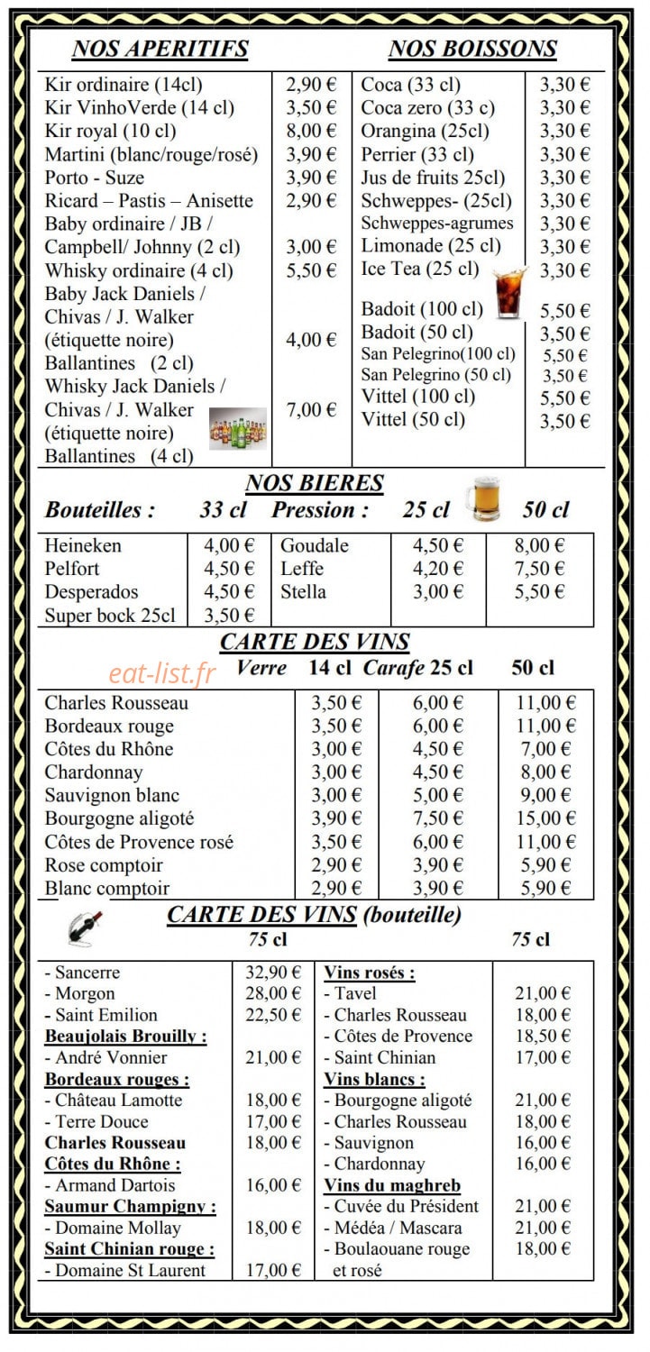 Café de France — carte page 5