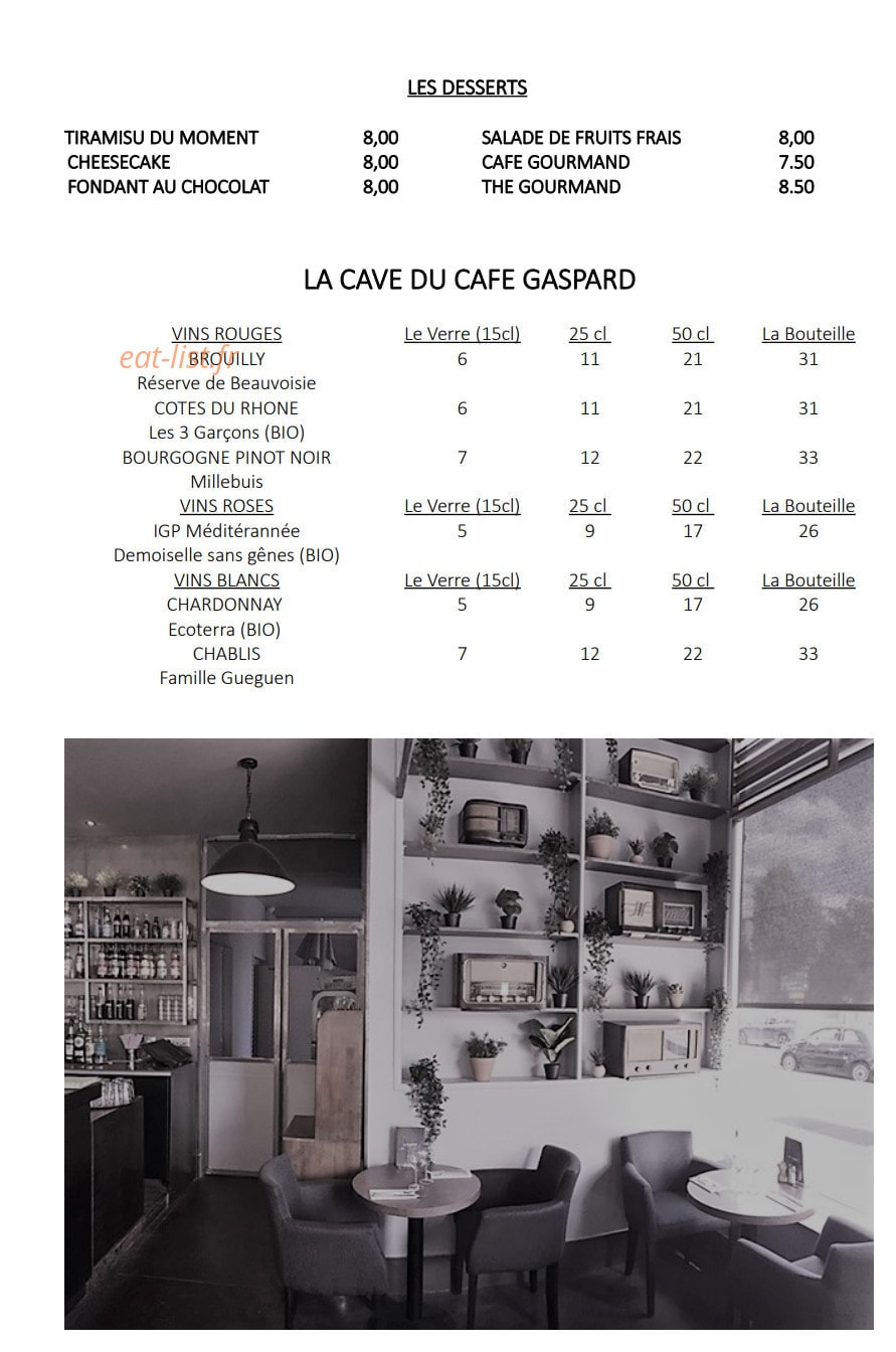 Café Gaspard — carte page 2