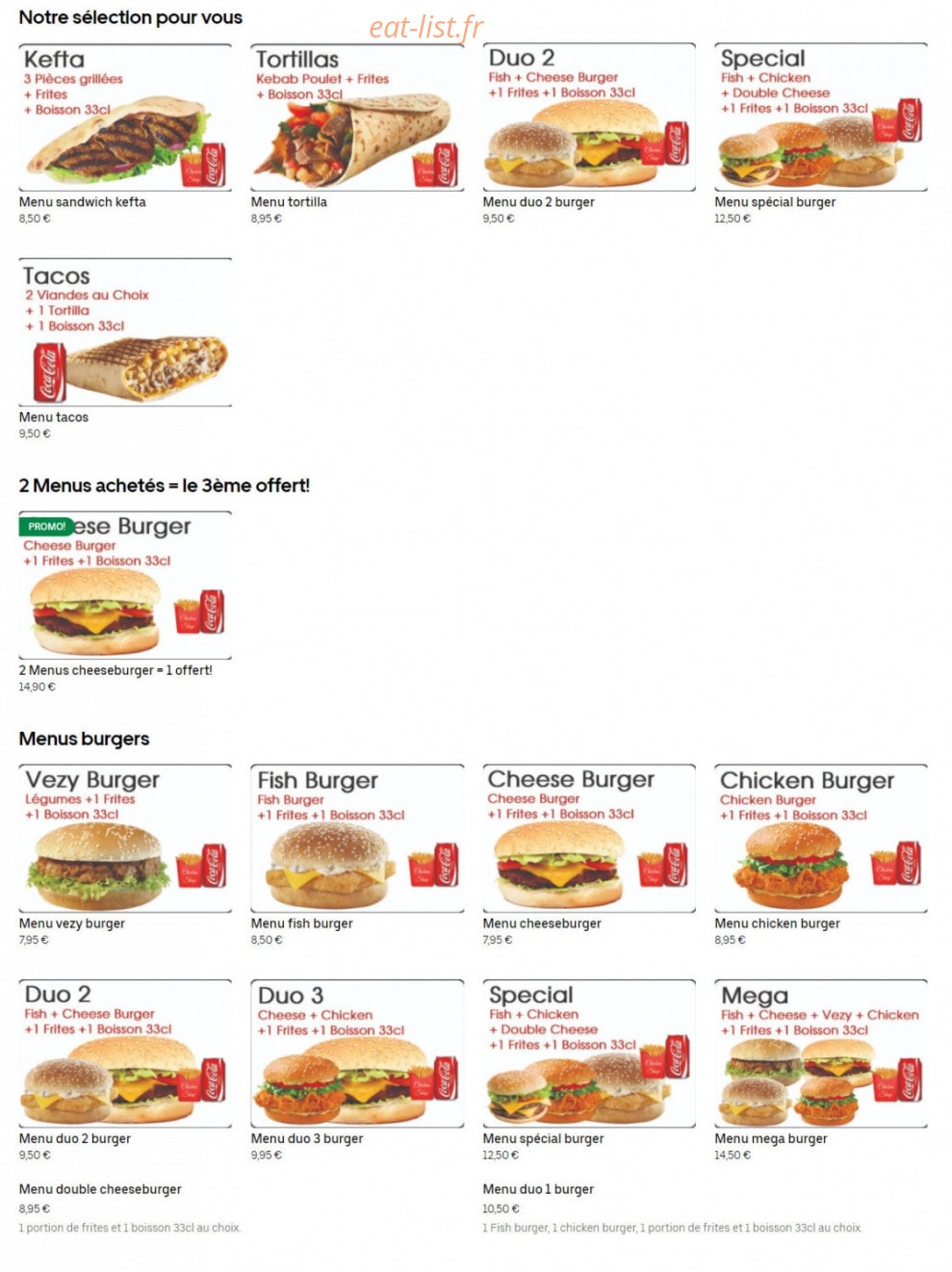 Chicken Shop — carte page 1