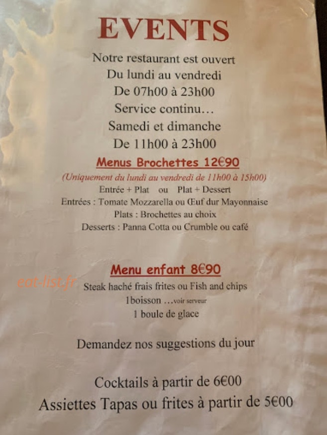 Events — carte page 1