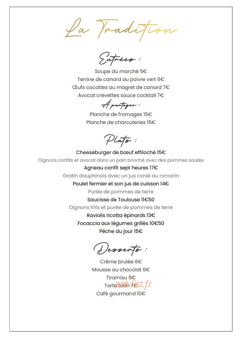 La Tradition — carte page 1