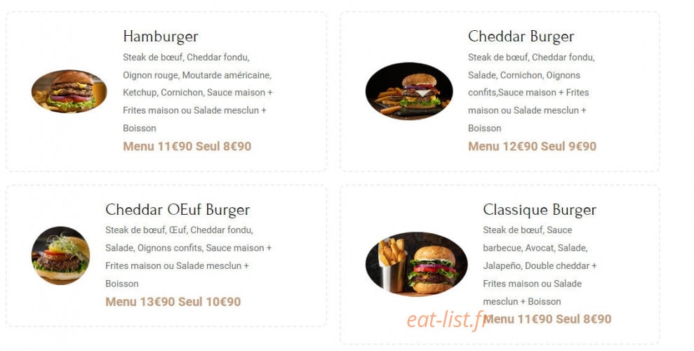 Maison Burger — carte page 1