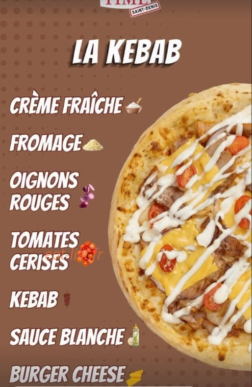 Carte et menu de Pizza Time à Saint-Denis — Pizza 11