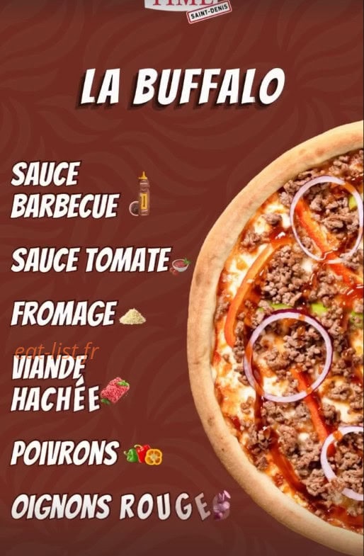 Carte et menu de Pizza Time à Saint-Denis — Pizza 10