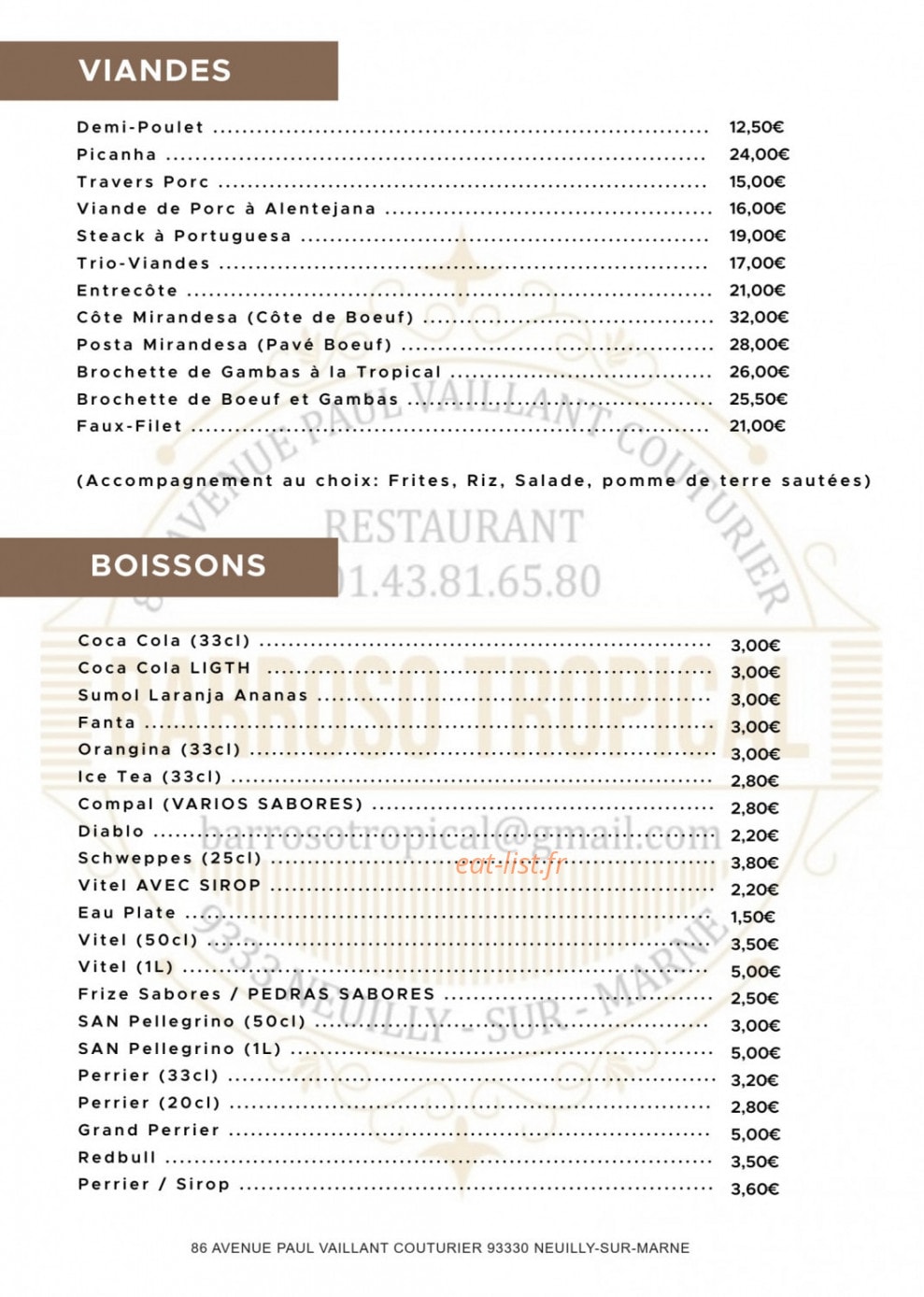 Barroso Tropical — carte page 2