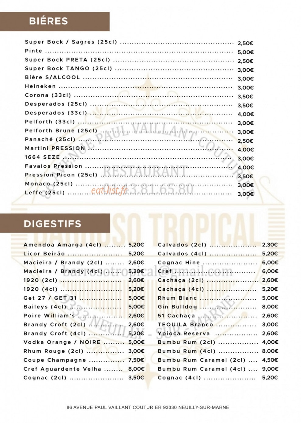 Barroso Tropical — carte page 3