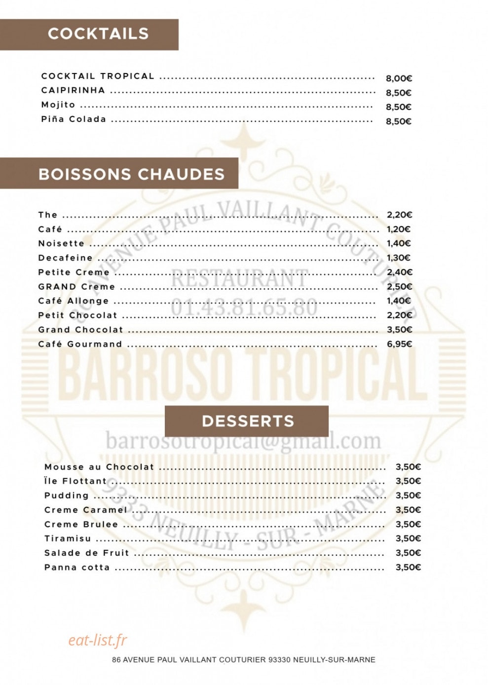 Barroso Tropical — carte page 6