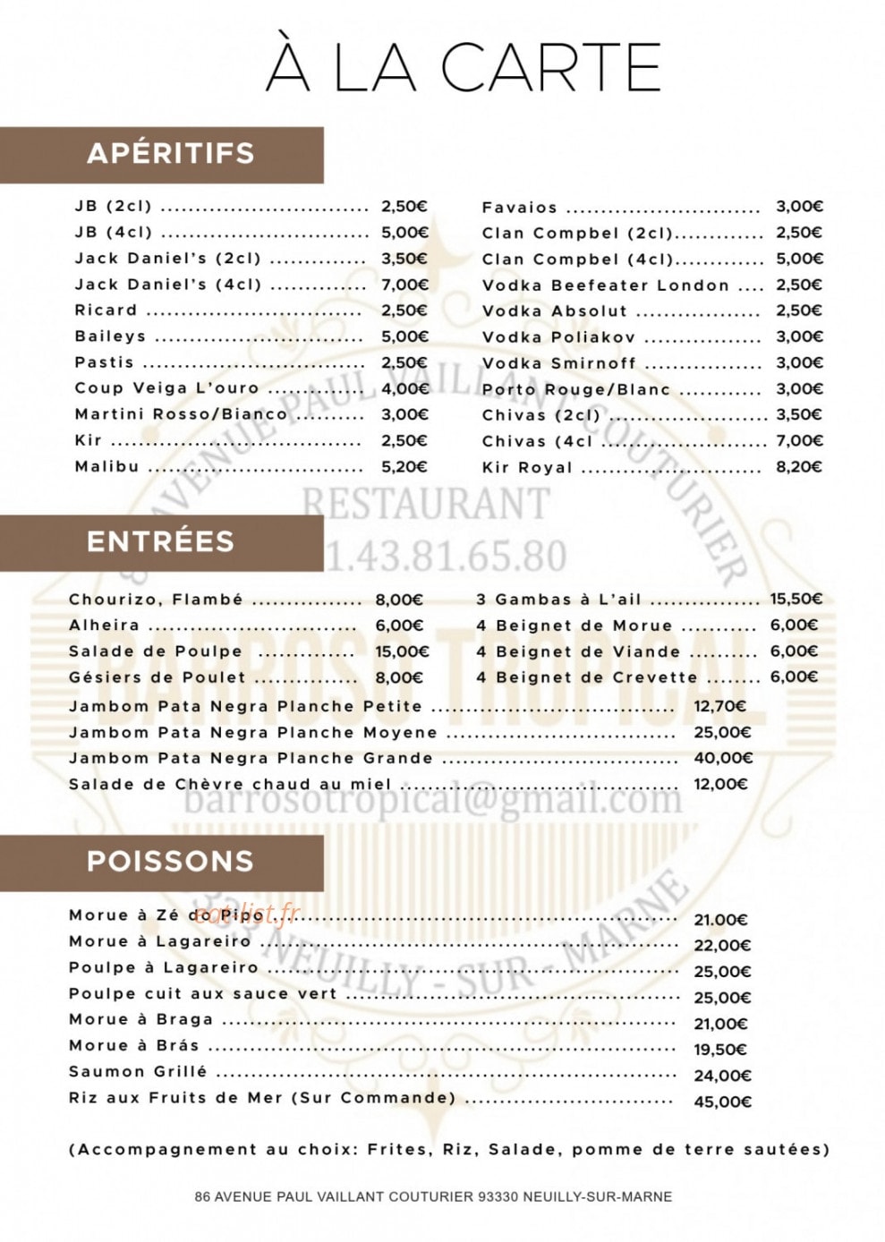 Barroso Tropical — carte page 1