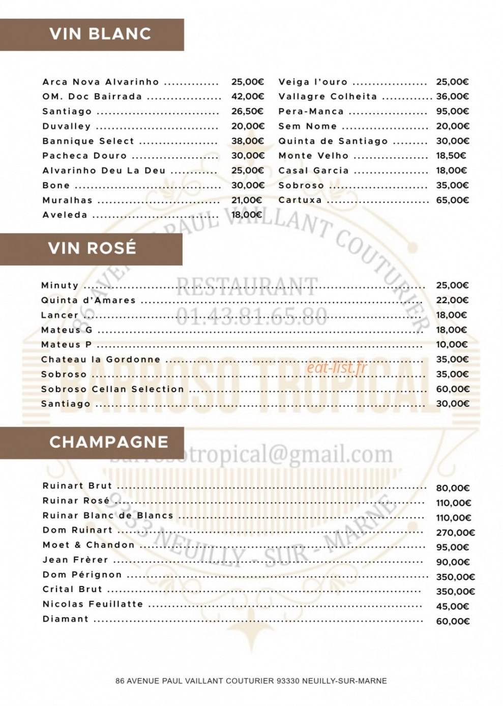 Barroso Tropical — carte page 5