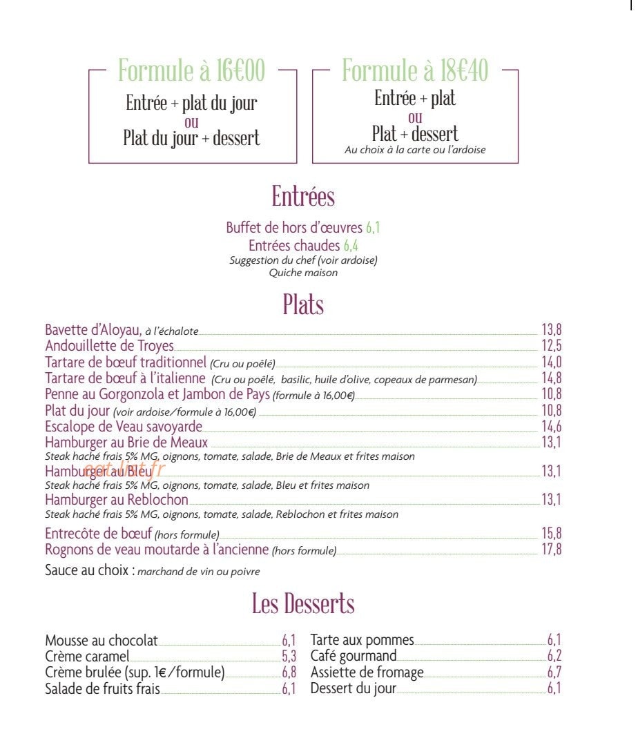Cafe Tabac De La Place — carte page 1