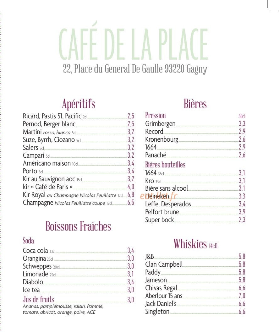 Cafe Tabac De La Place — carte page 4