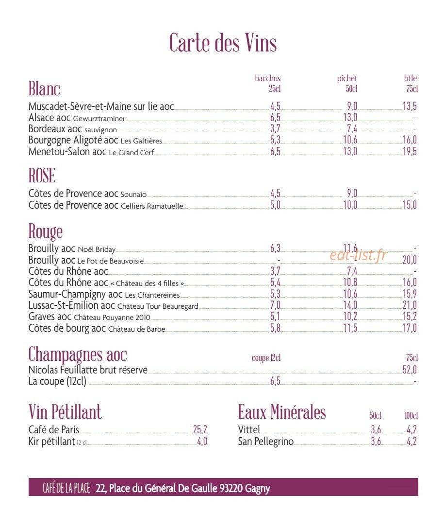 Cafe Tabac De La Place — carte page 3