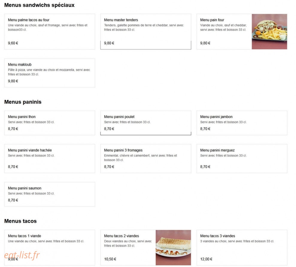 Chicken Food — carte page 2