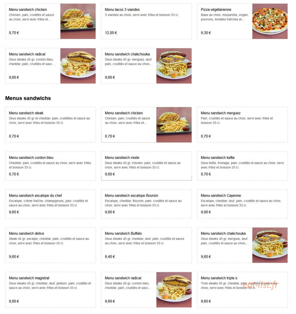 Chicken Food — carte page 1