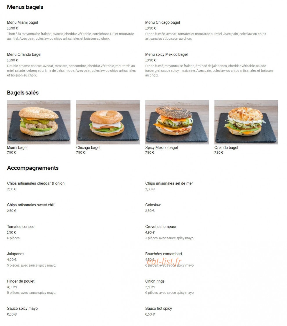 Tata Bagel — carte page 1