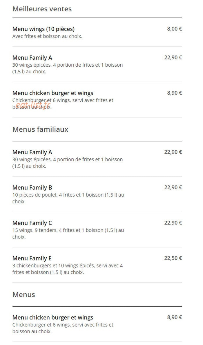 Best Fried Chicken — carte page 1