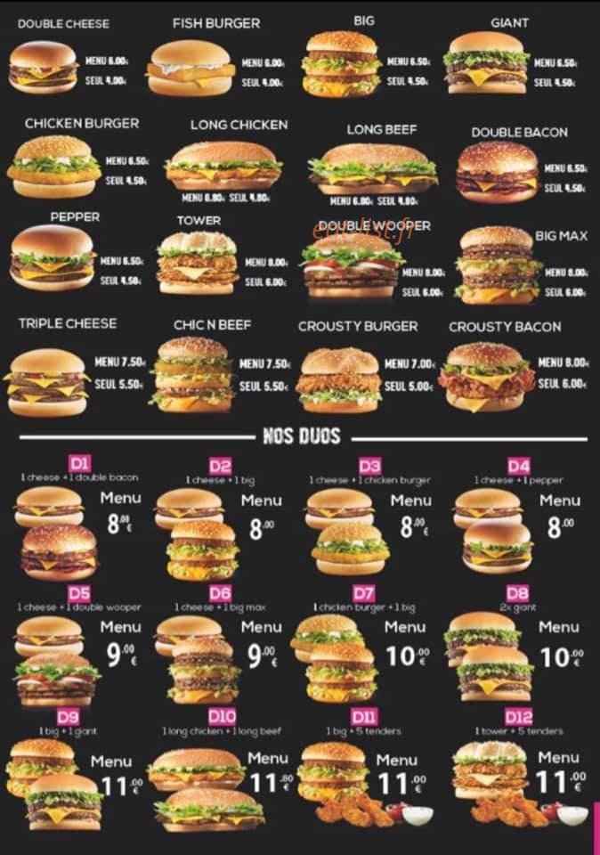 Chic' n burger — carte page 1