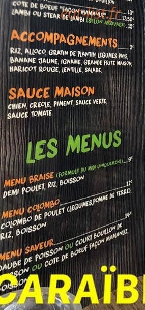 Caraïbes Food — carte page 3