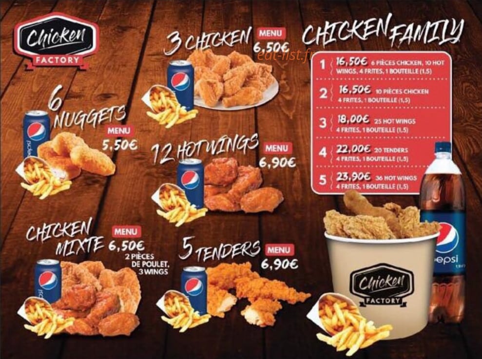 Chicken Factory — carte page 3